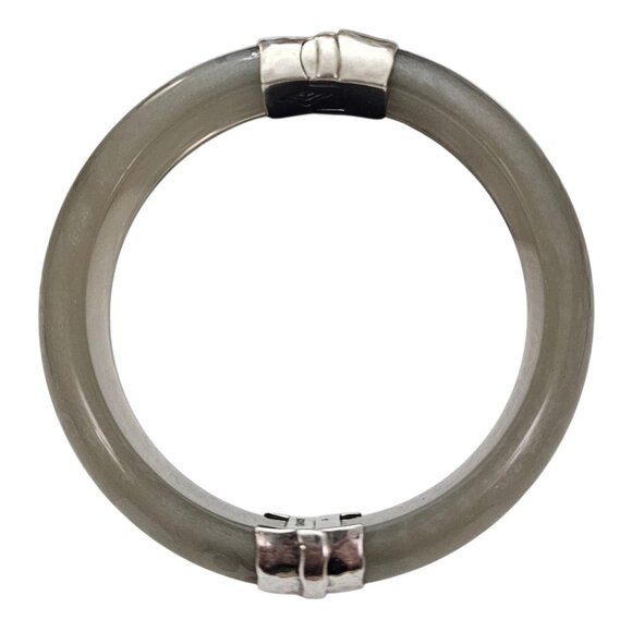 Silpada Sterling Silver Lucite Frosted Smoky Hinged Bangle Bracelet - Picture 12 of 12